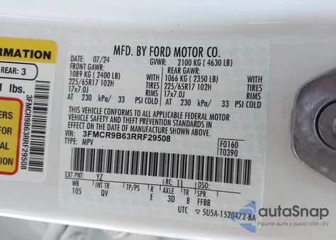 2024 Ford Bronco Sport Big Bend from USA, damaged, VIN 3FMCR9B63RRF29508